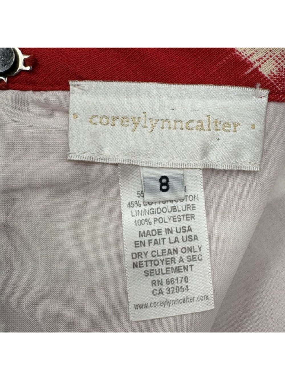 Corey Lynn Calter Pencil Skirt Size 8 Red Cream Linen Blend Ikat Print USA - Picture 4 of 9